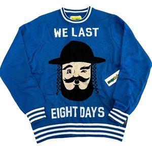 Tipsy Elves Rabbi We Last Eight Days Ugly Christmas Hannukah Sweater NWT XL